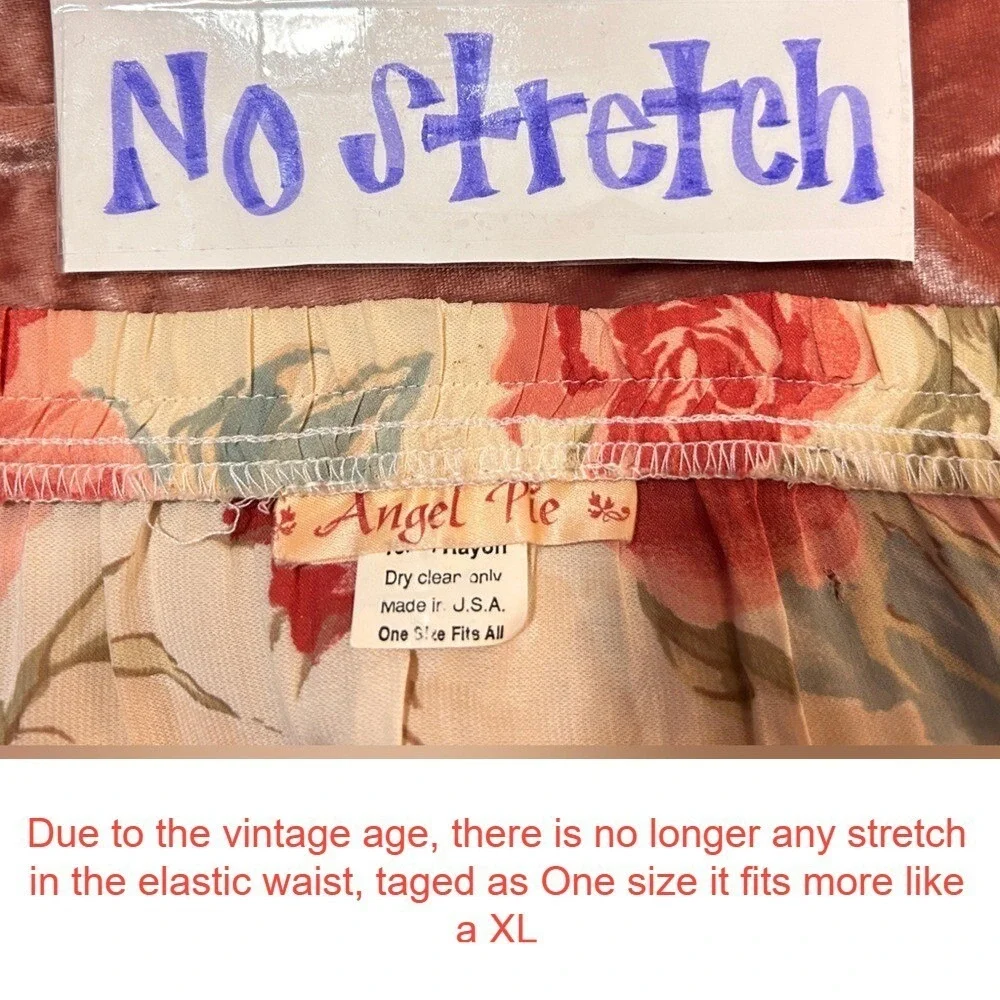Vintage Angel Pie Floral Rose‎ Lace Trim Ruffle Maxi Skirt XLarge
